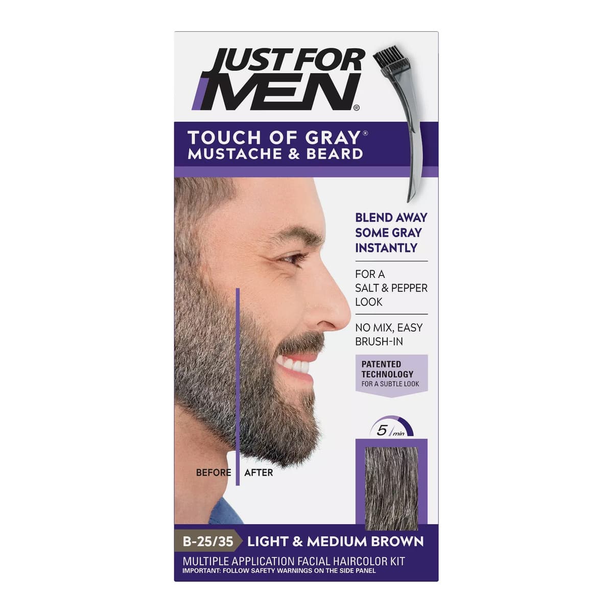 Touch of Gray Mustache & Beard Color - Light & Med Brown