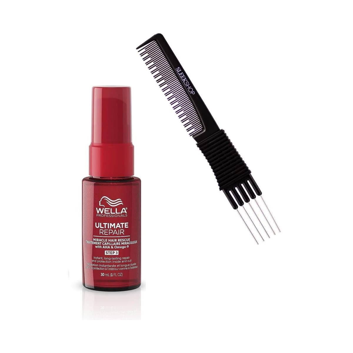 Sleekshop Teasing Comb + Wella Professionals ULTIMATE REPAIR Miracle Hair Rescue, Luxury Leave-In Hair Repair Treatment