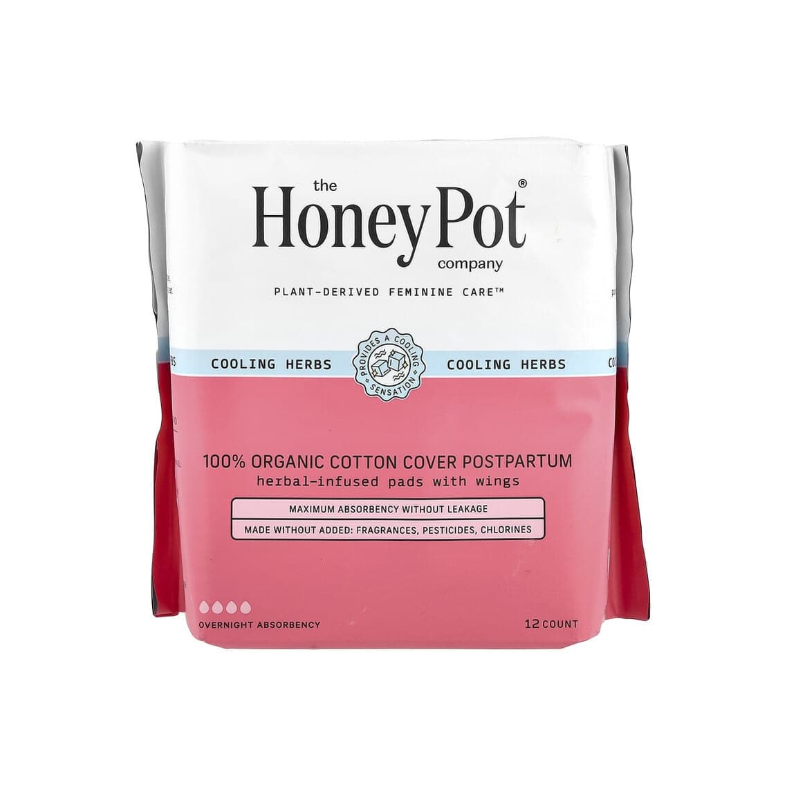Organic Herbal-Infused Pads with Wings, Postpartum Overnight