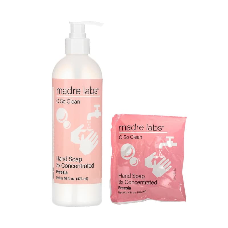 Hand Soap, 3x Concentrate, Freesia, 1 Pouch + Reusable Bottle