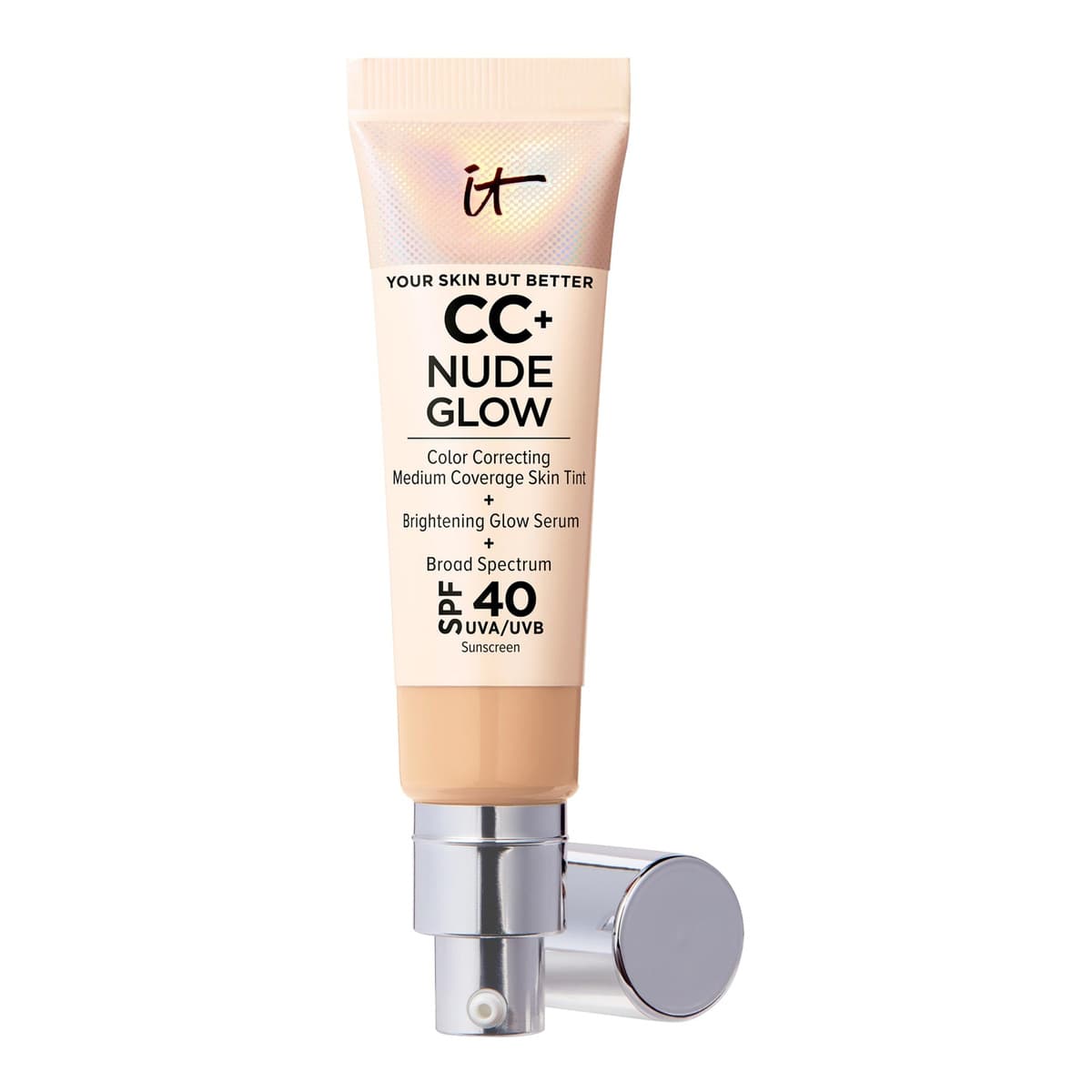 CC+ Nude Glow Lightweight Foundation + Glow Serum with SPF 40 and Niacinamide, Medium