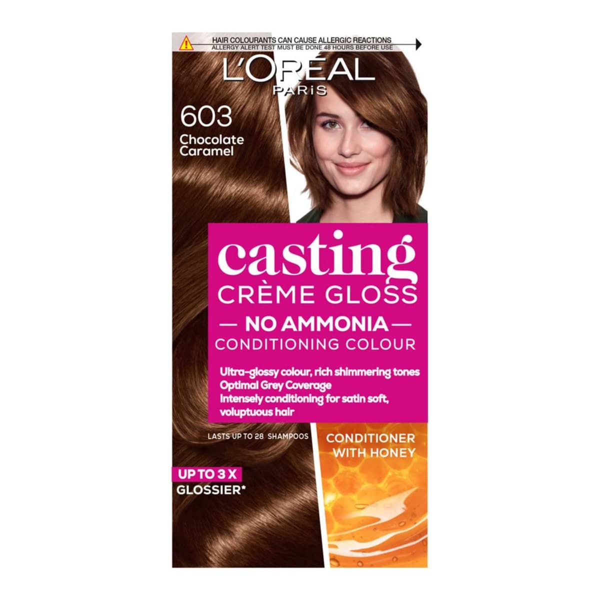Paris Casting Creme Gloss Semi-Permanent Hair Dye, Brown Hair Dye 603 Chocolate Caramel