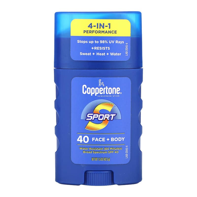 Sunscreen Stick, Sport, 4-in-1 Performance, Face + Body, SPF 40