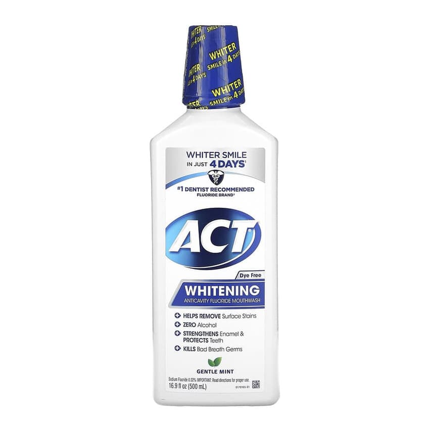 Whitening Anticavity Fluoride Mouthwash, Alcohol Free, Gentle Mint