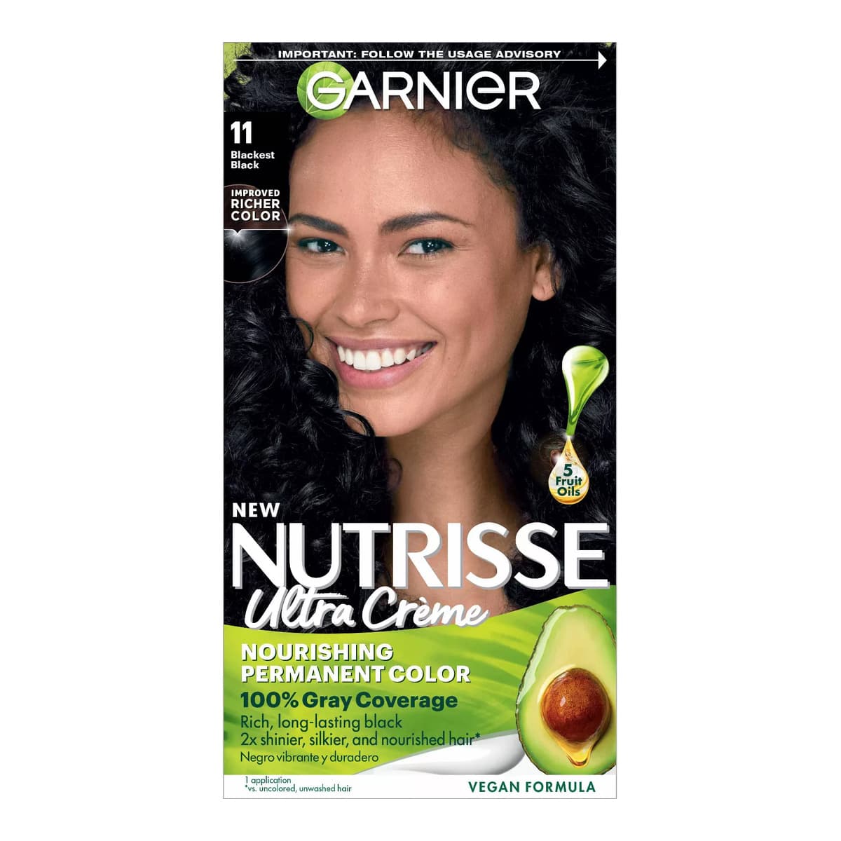 Nutrisse Nourishing Permanent Hair Color Creme, #11 Blackest Black