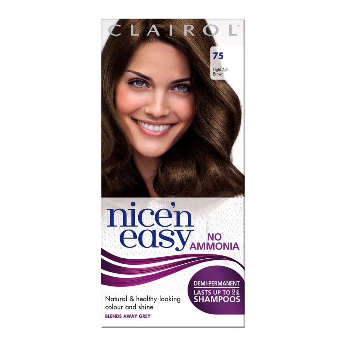 Clairol Nice'n Easy No Ammonia Semi-Permanent Hair Dye 75 Light Ash Brown
