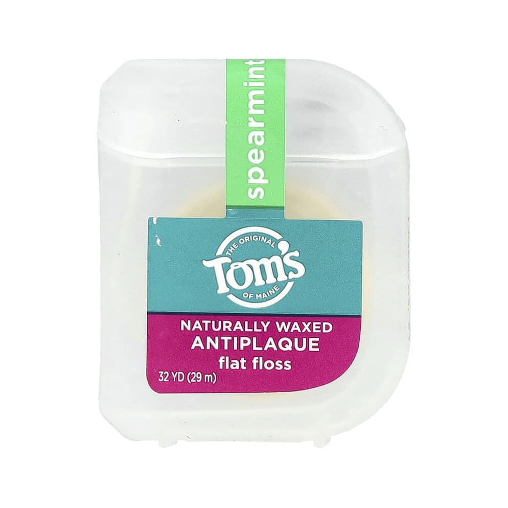 Naturally Waxed Antiplaque Flat Floss, Spearmint, 32 yd (29 m)