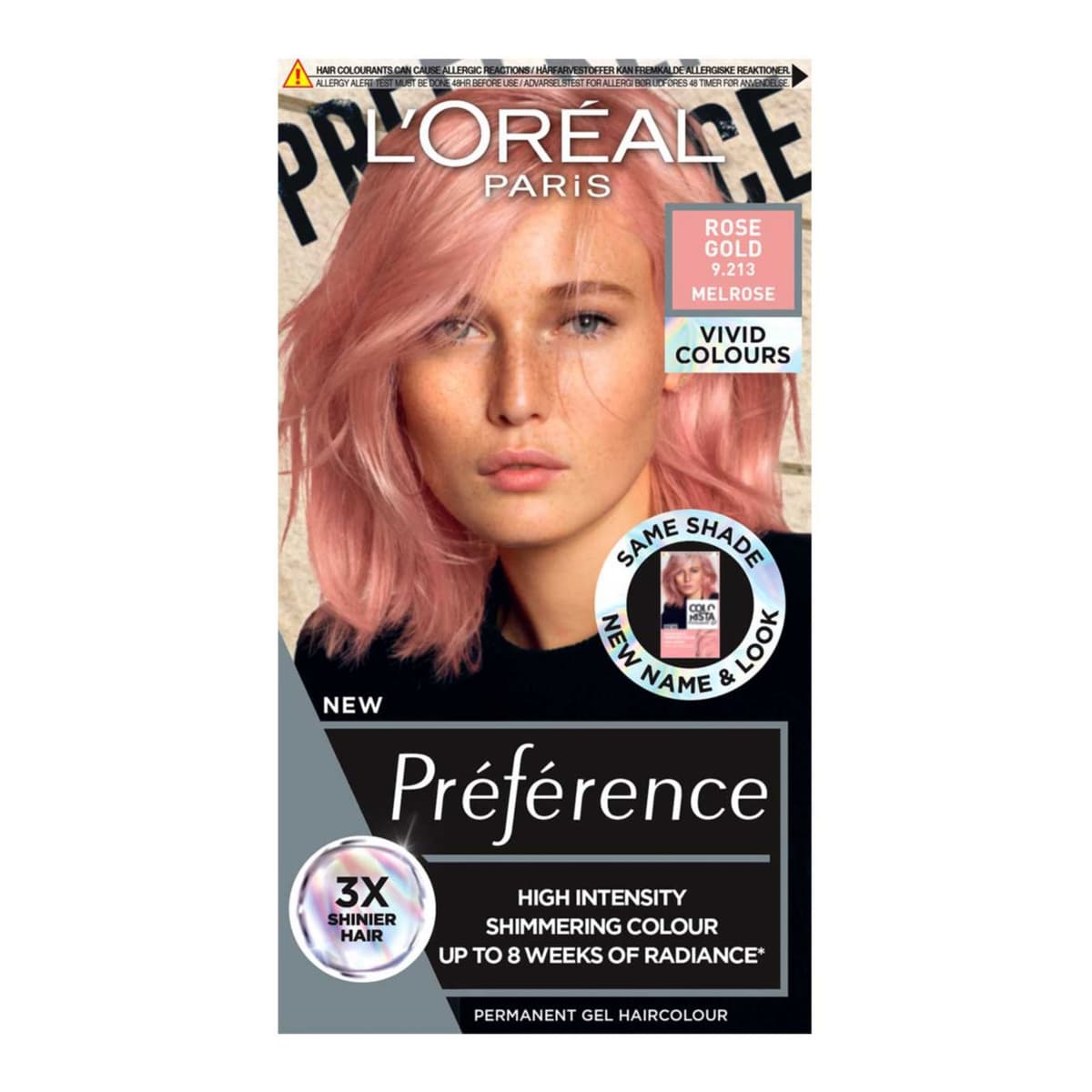 Paris Preference Vivids Permanent Hair Dye, Intense Luminous Colour, Rose Gold 9.213