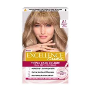 L’Oréal Paris Excellence Crème Permanent Hair Dye, Up to 100% Grey Hair Coverage, 8.1 Natural Ash Blonde