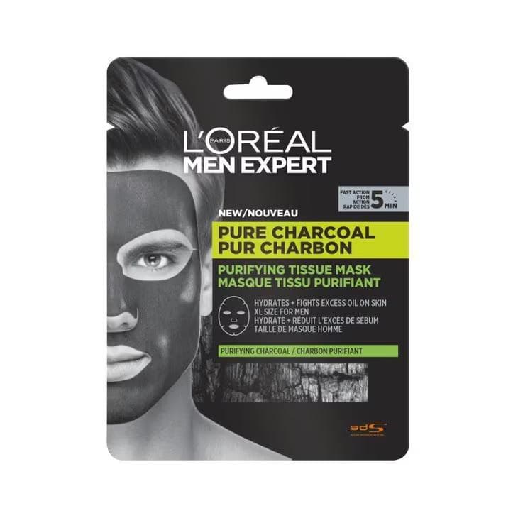 L'Oréal Men Expert Mens Charcoal Tissue Face Sheet Mask x1