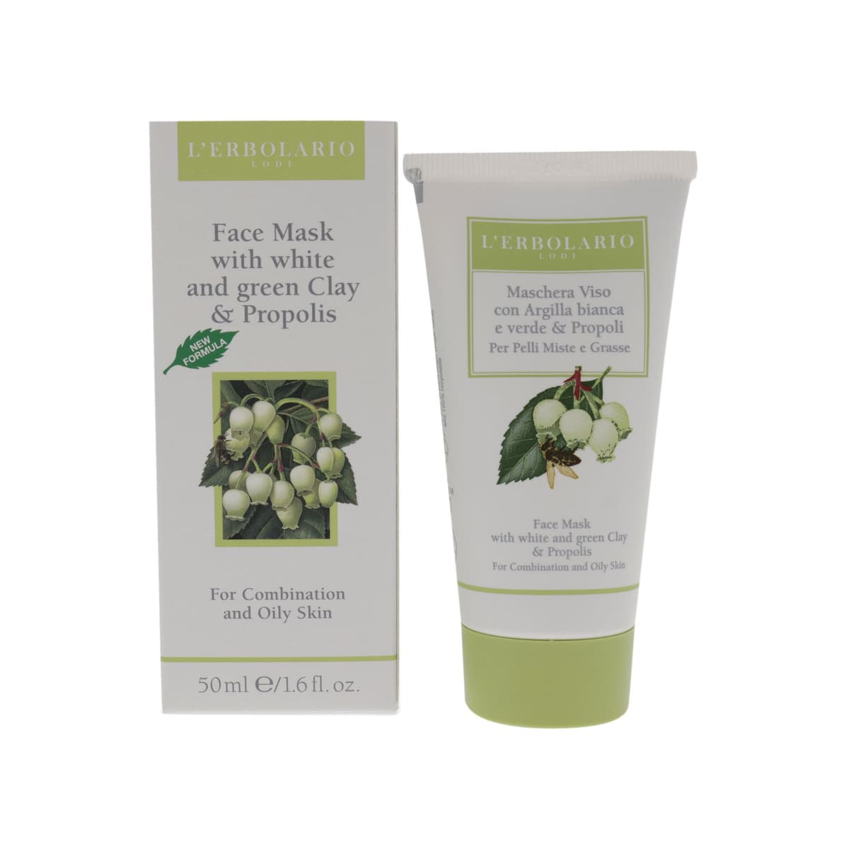 Face Mask With White and Green Clay by LErbolario for Unisex - Mask