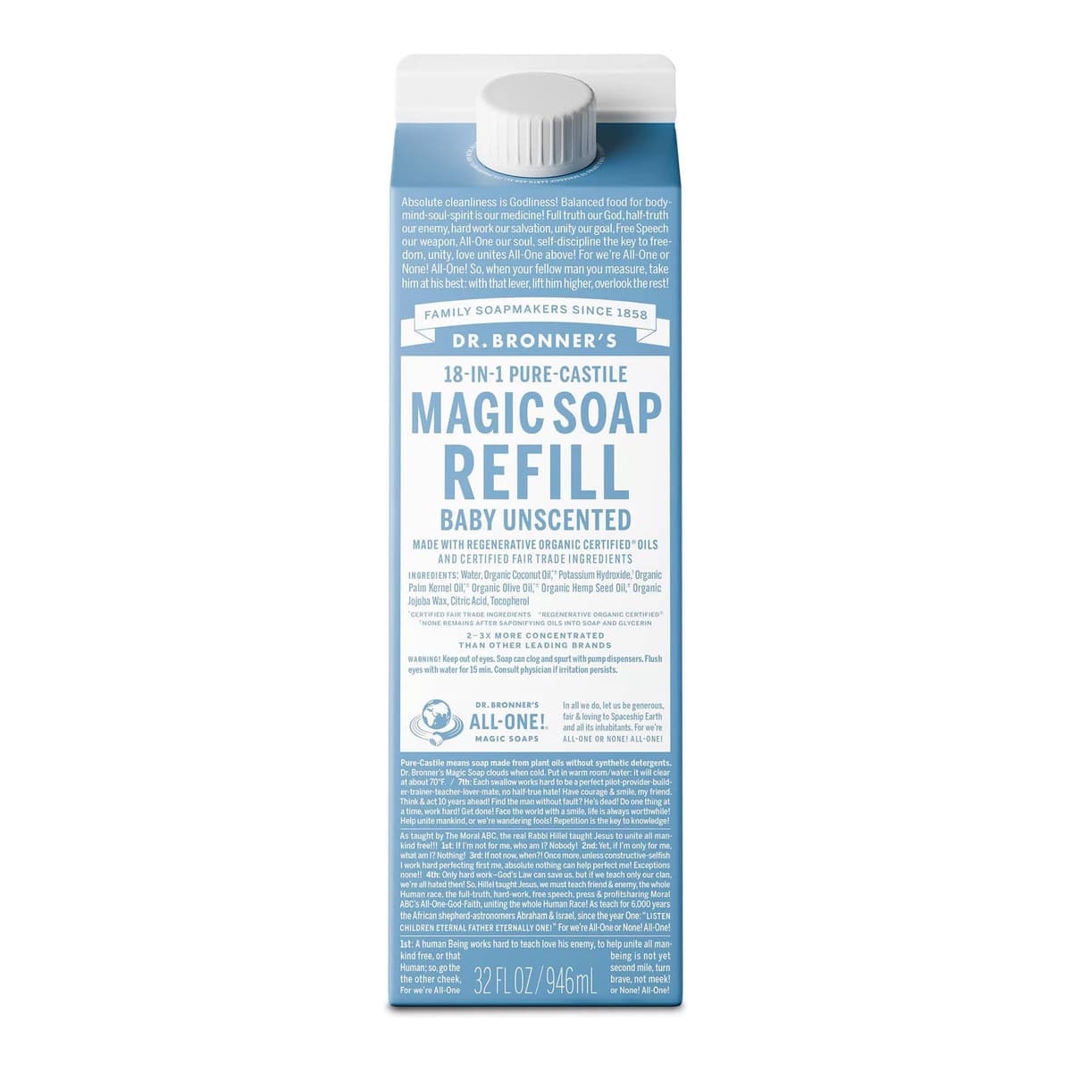 Pure Castile Liquid Soap Bodywash Refill Carton - Unscented