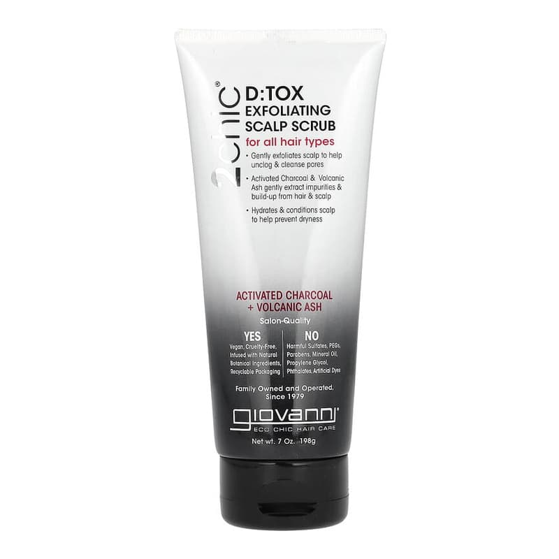 2chic, D:Tox Exfoliating Scalp Scrub, Activated Charcoal + Volcanic Ash