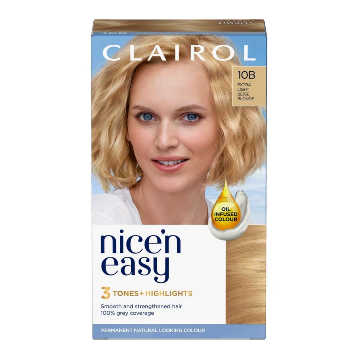 Clairol Nice'n Easy Crème Oil Infused Permanent Hair Dye 10B Extra Light Beige Blonde (Formerly Shade 9.5B)