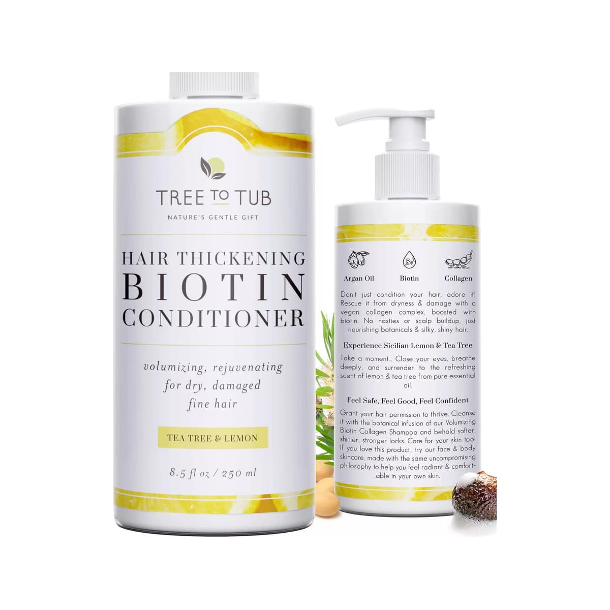 Vegan Biotin and Collagen Conditioner for Dry, Damaged Hair - Volumizing Sulfate Free Fine Hair Thickening Conditioner for Women & Men