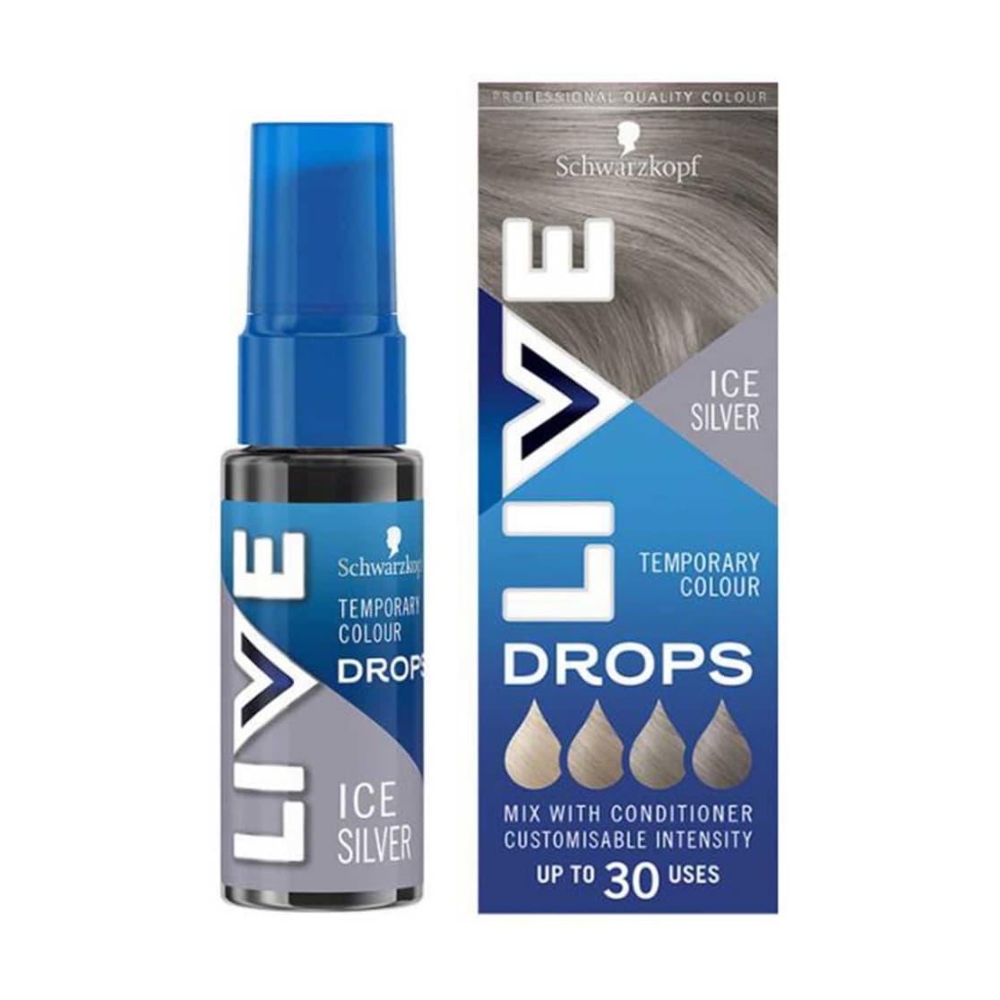 LIVE Colour Drops Semi-permanent Silver Hair Dye Ice Silver