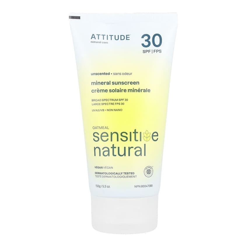 Mineral Sunscreen, Oatmeal Sensitive Natural, SPF 30, Unscented