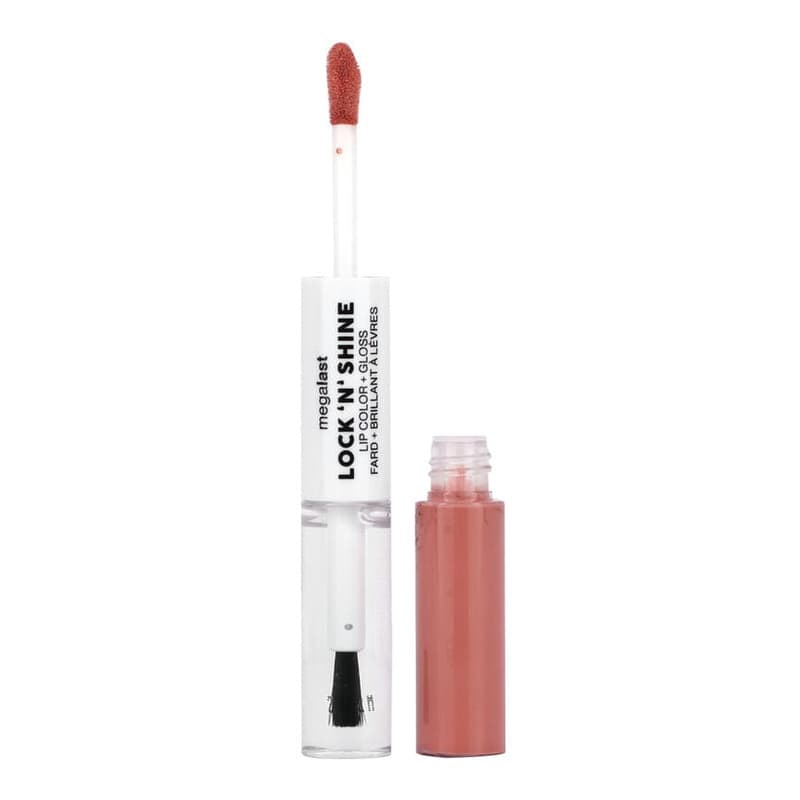Megalast, Lock 'N' Shine, Lip Color + Gloss, Nude Illusion