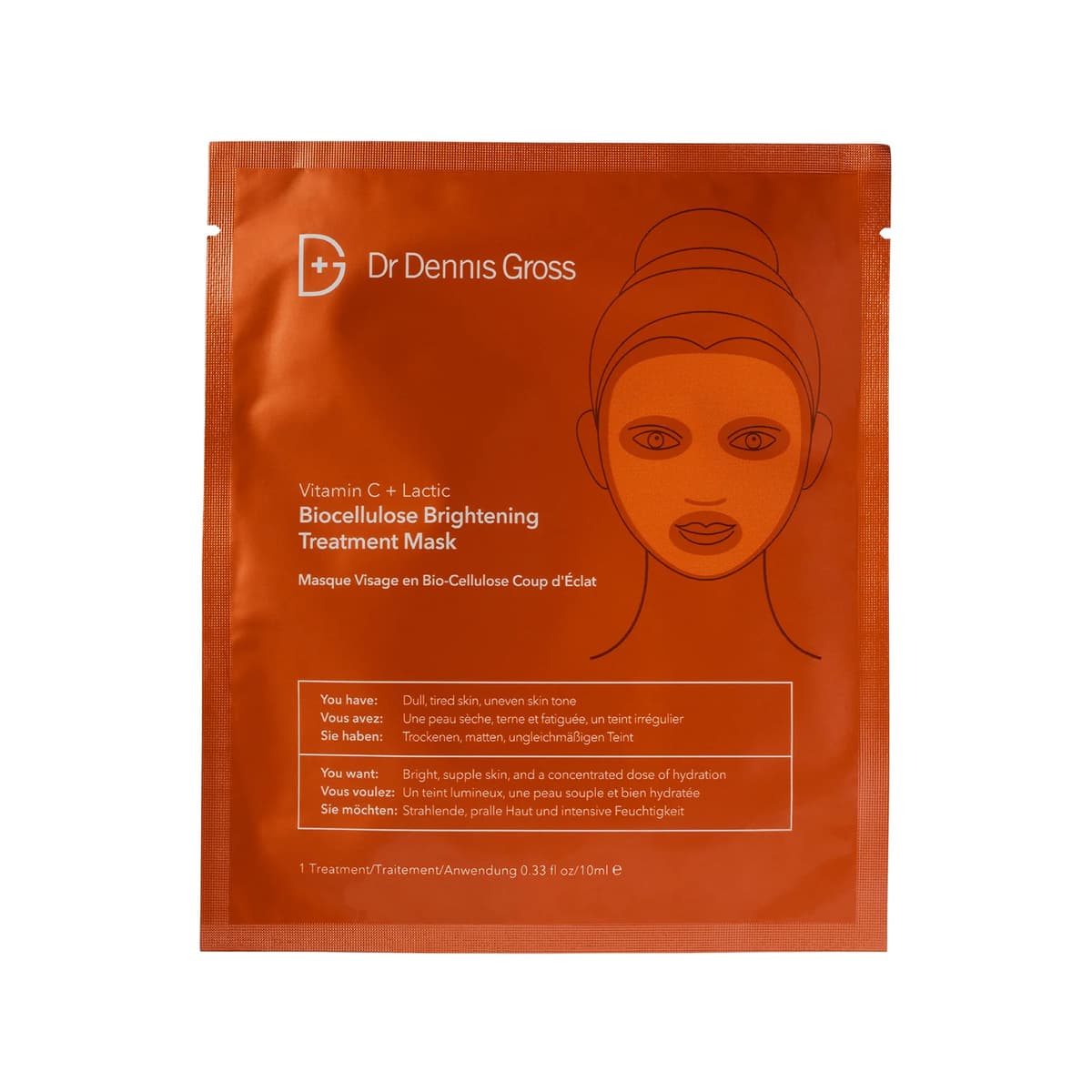 Skincare Vitamin C Lactic Biocellulose Brightening Treatment Mask - 4 Applications
