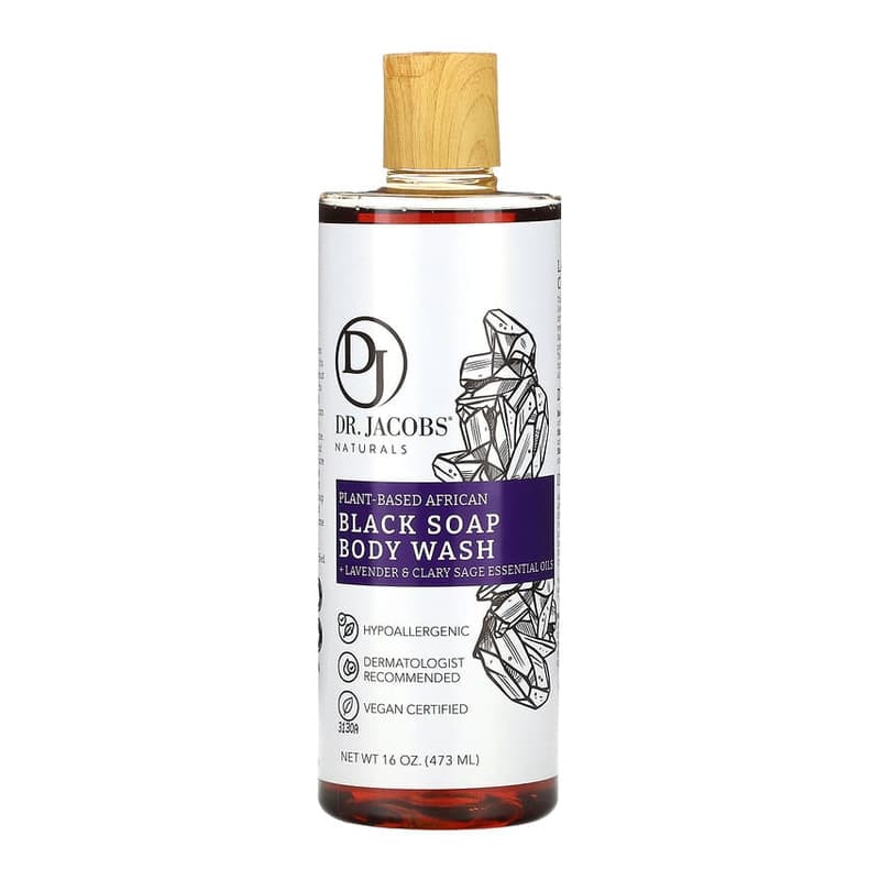 Plant-Based African Black Soap Body Wash, Lavender & Clary Sage Essential Oils