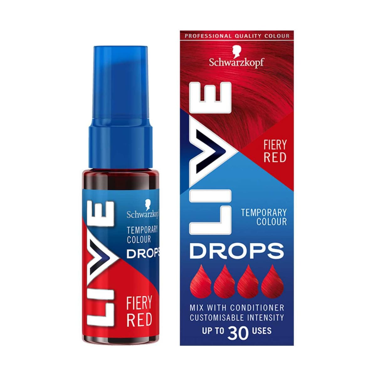 LIVE Colour Drops Semi-permanent Red Hair Dye Fiery Red