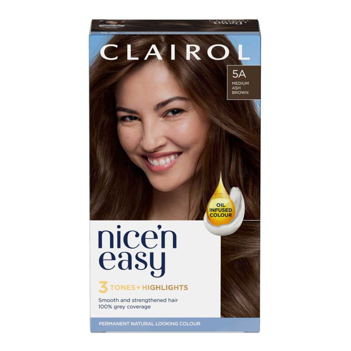 Clairol Nice'n Easy Crème Oil Infused Permanent Hair Dye 5A Medium Ash Brown
