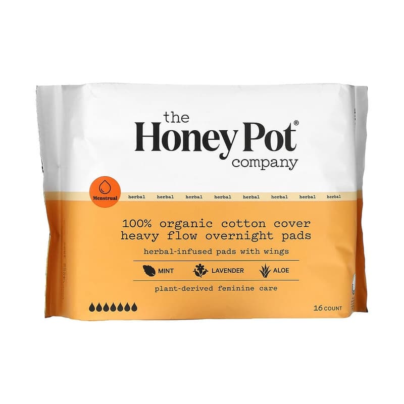 100% Organic Cotton Cover Heavy Flow Overnight Pads