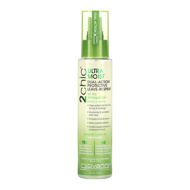 2chic, Ultra-Moist Dual Action Protective Leave-In Spray, For Dry, Damaged Hair, Avocado + Olive Oil
