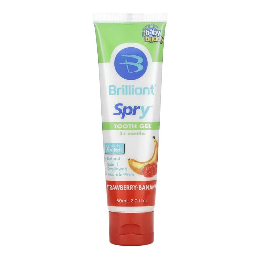 Brilliant, Spry, Tooth Gel with Xylitol, 3+ Months, Strawberry-Banana