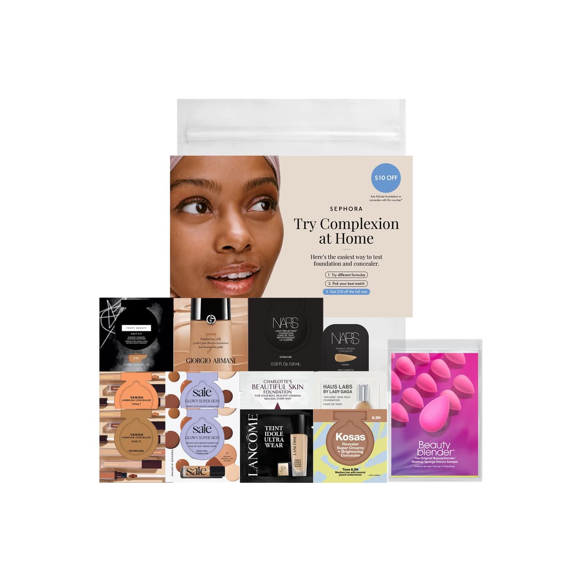 Complexion Try-On Sample Bag With Redeemable Voucher, Medium Tan - Option 1