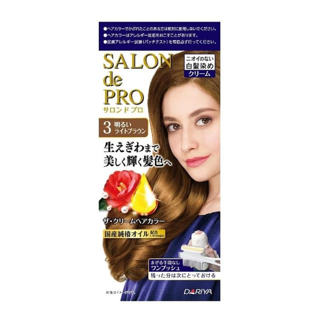 Salon De Pro One Push Gray Hair Color Cream, #03 Bright Light Brown