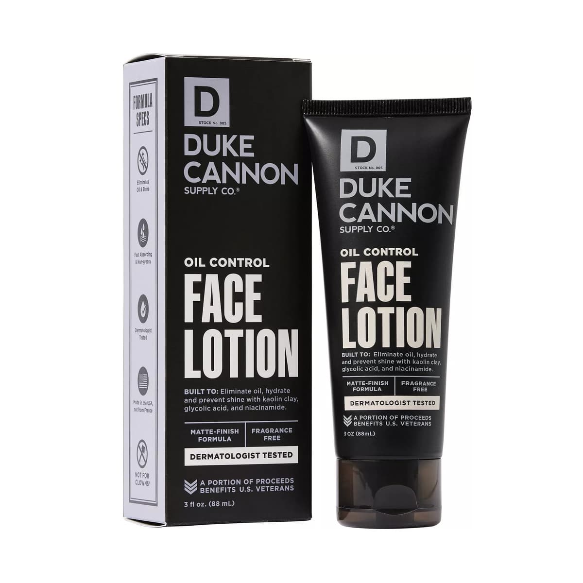 Duke Cannon Oil Control Face Lotion - Shine-Reducing Moisturizer for Men