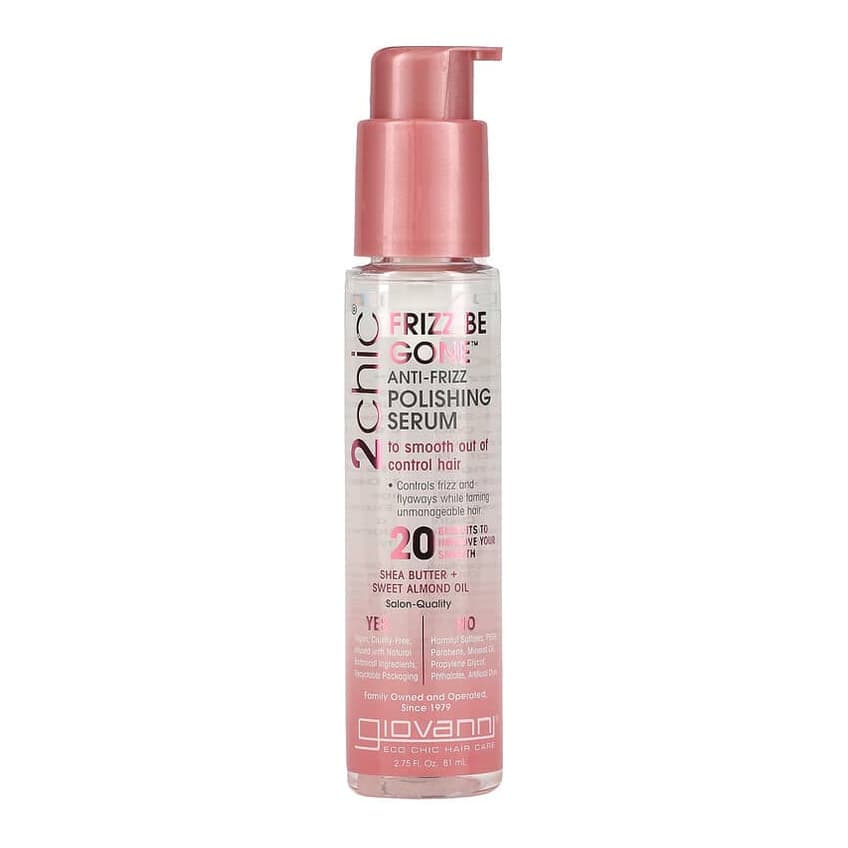 2chic, Frizz Be Gone Anti-Frizz Polishing Serum, Shea Butter + Sweet Almond Oil