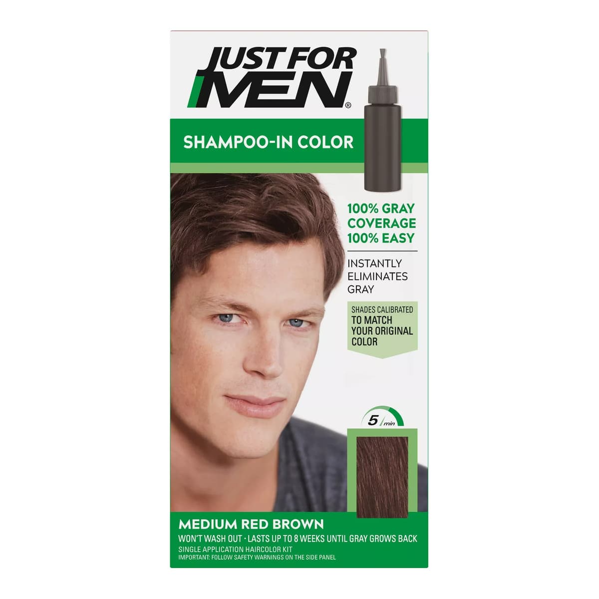 Shampoo-In Color Gray Hair Coloring for Men - H27 - Medium Red Brown