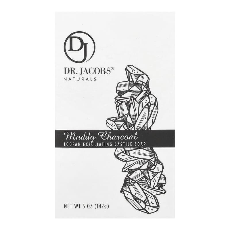 Loofah Exfoliating Castile Bar Soap, Muddy Charcoal