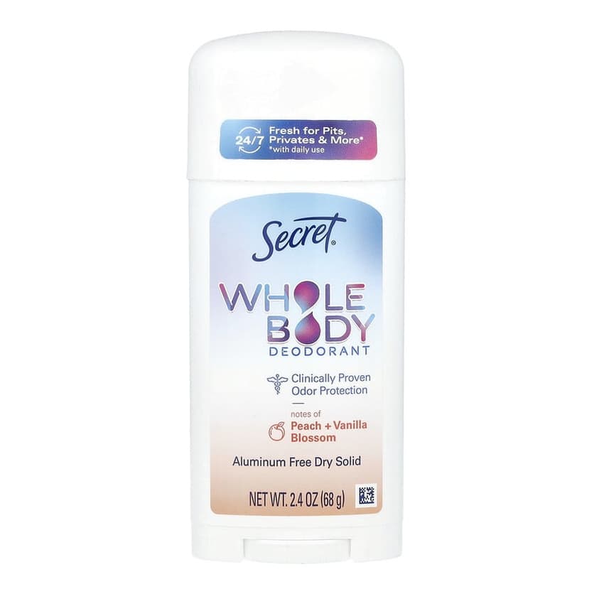 Whole Body Deodorant, Aluminum Free Dry Solid, Peach + Vanilla Blossom