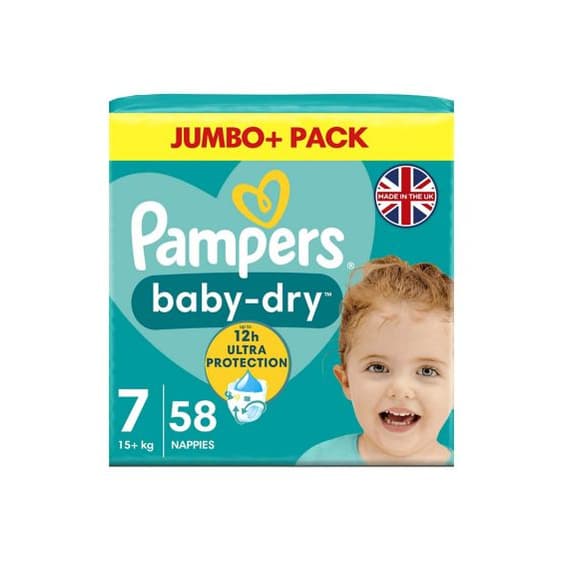 size 7 Baby-Dry nappies 17+kg 58s