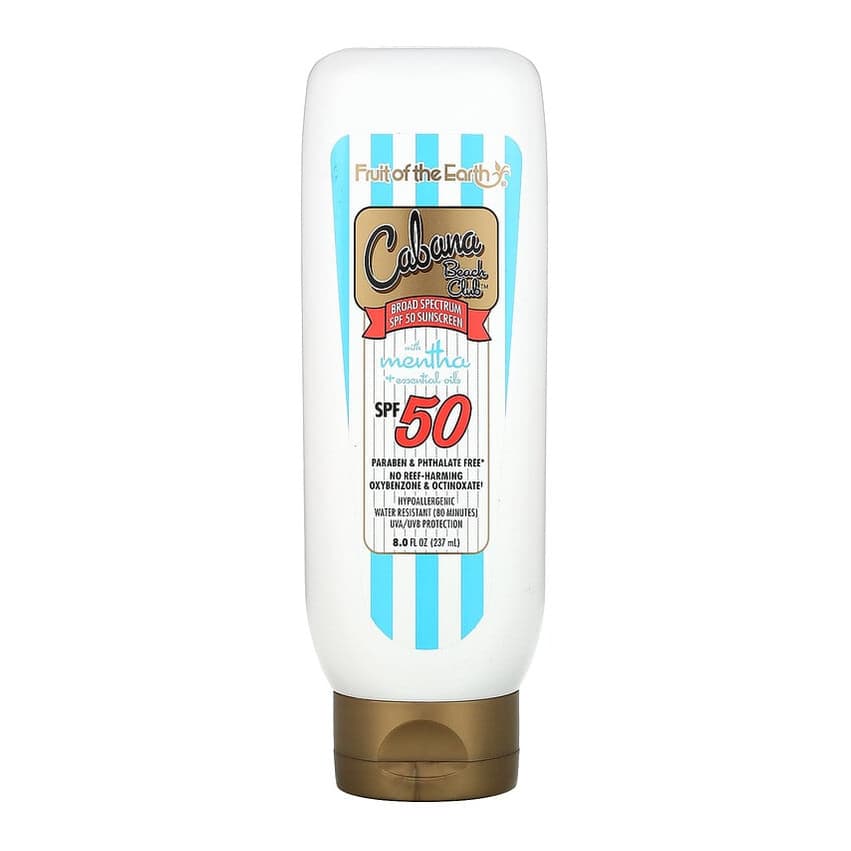 Cabana Beach Club, Sunscreen With Mentha +Essential Oils, SPF 50