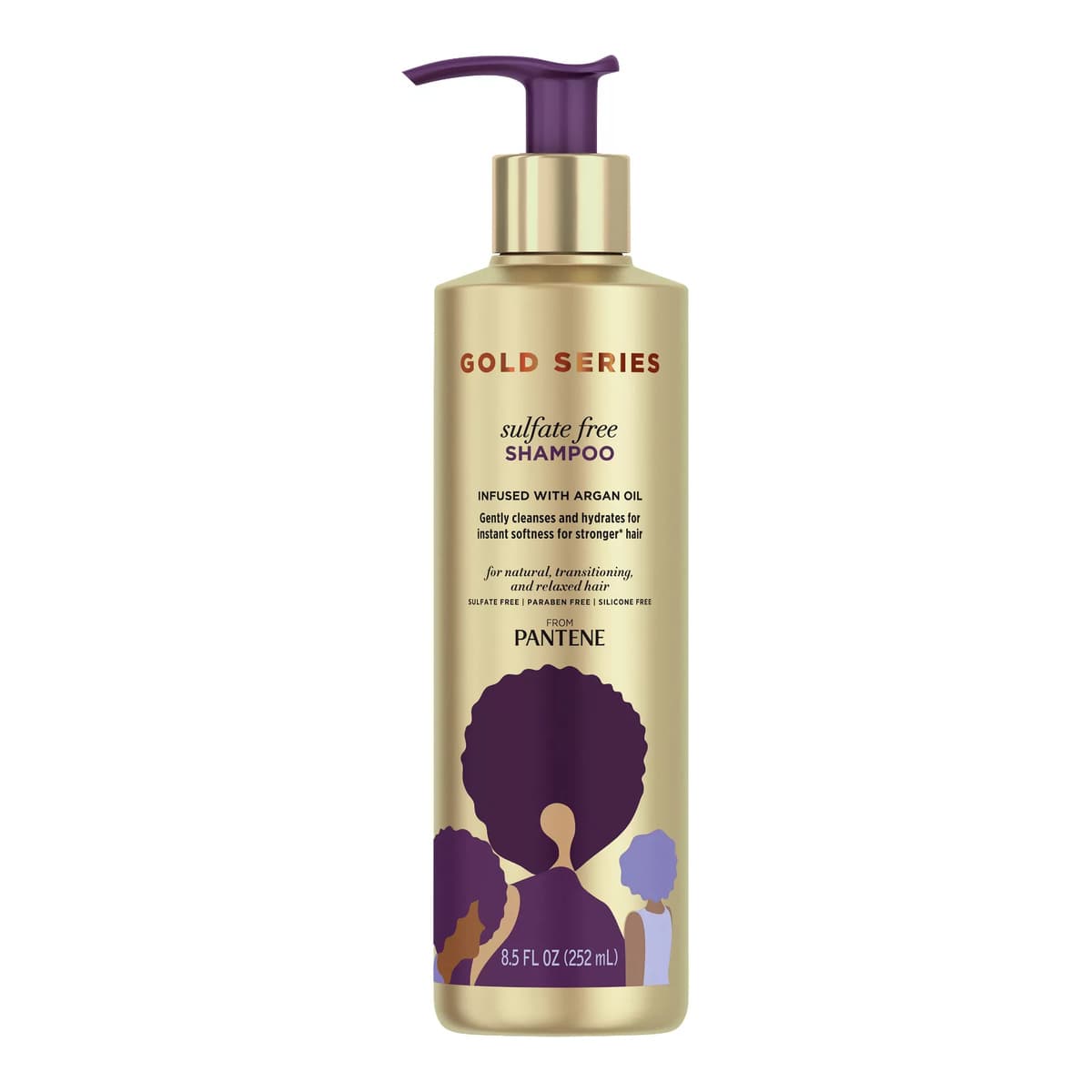 Gold Series from Pantene Sulfate-Free Shampoo with Argan Oil for Curly, Coily Hair
