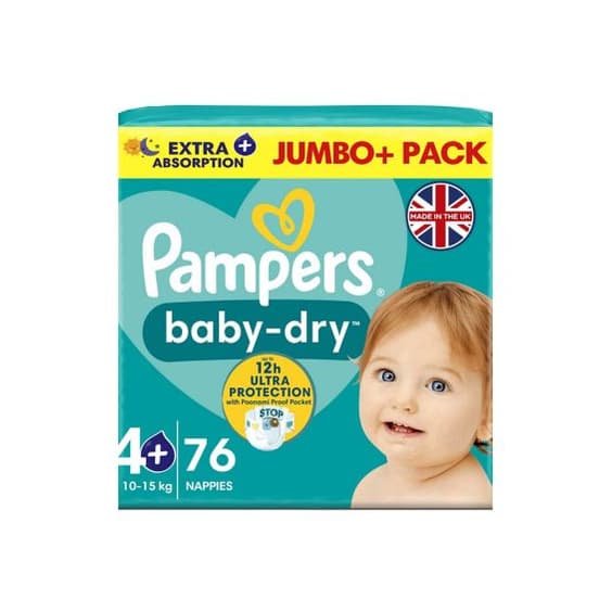 size 4+ Baby Dry nappies jumbo+ 9- 76s