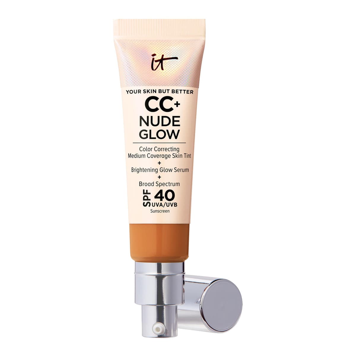 CC+ Nude Glow Lightweight Foundation + Glow Serum with SPF 40 and Niacinamide, Tan Rich