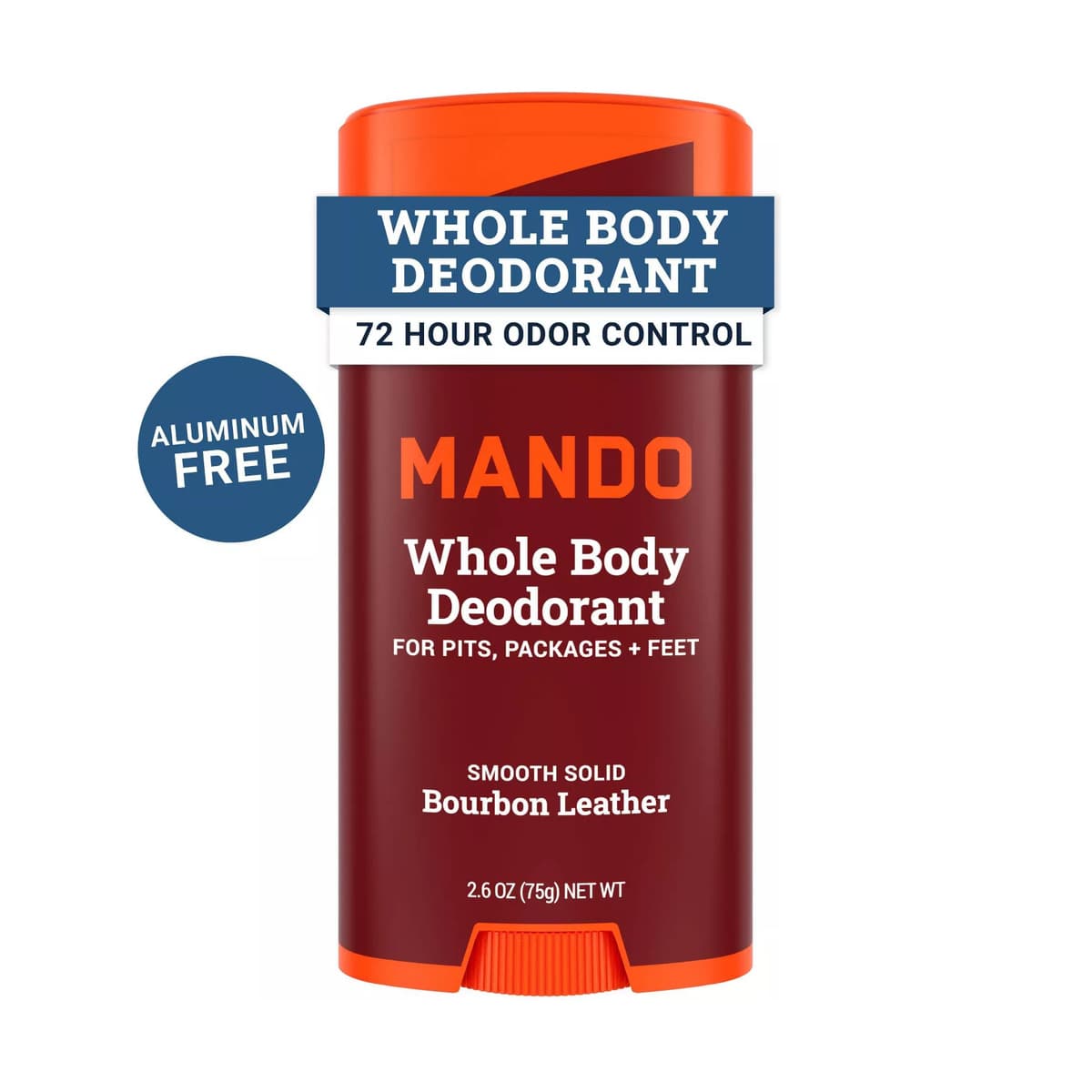Whole Body Deodorant - Men's Aluminum-Free Smooth Solid Stick Deodorant - Bourbon Leather