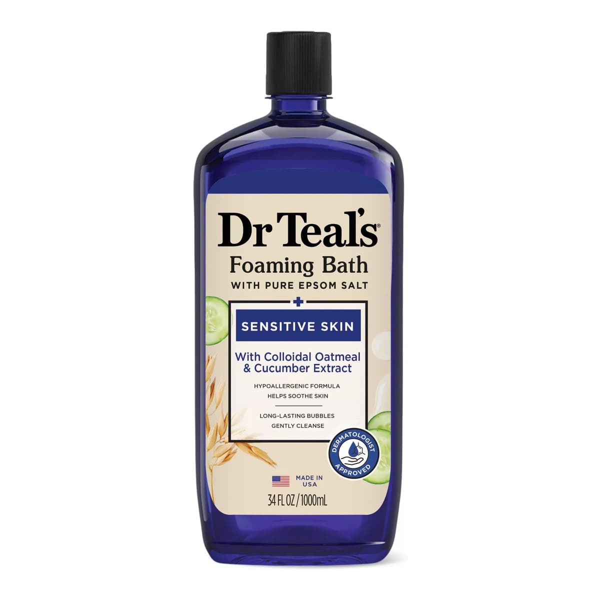 Foaming Bath with Pure Epsom Salt, Sensitive Skin with Colloidal Oatmeal & Cucumber Extract