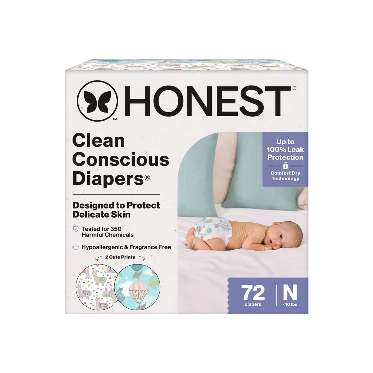 Clean Conscious Disposable Diapers - Pandas & Above It All - Size Newborn