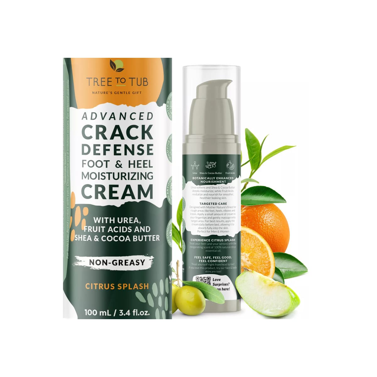 Foot Cream for Dry Cracked Heels and Feet - Lotion for Dry Cracked Feet Non-Greasy Foot Moisturizer Urea Cream with Shea Cocoa Butter