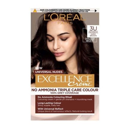 L’Oréal Paris Excellence Crème Universal Nudes Ammonia Free Permanent Hair Dye, 3U Universal Dark Brown