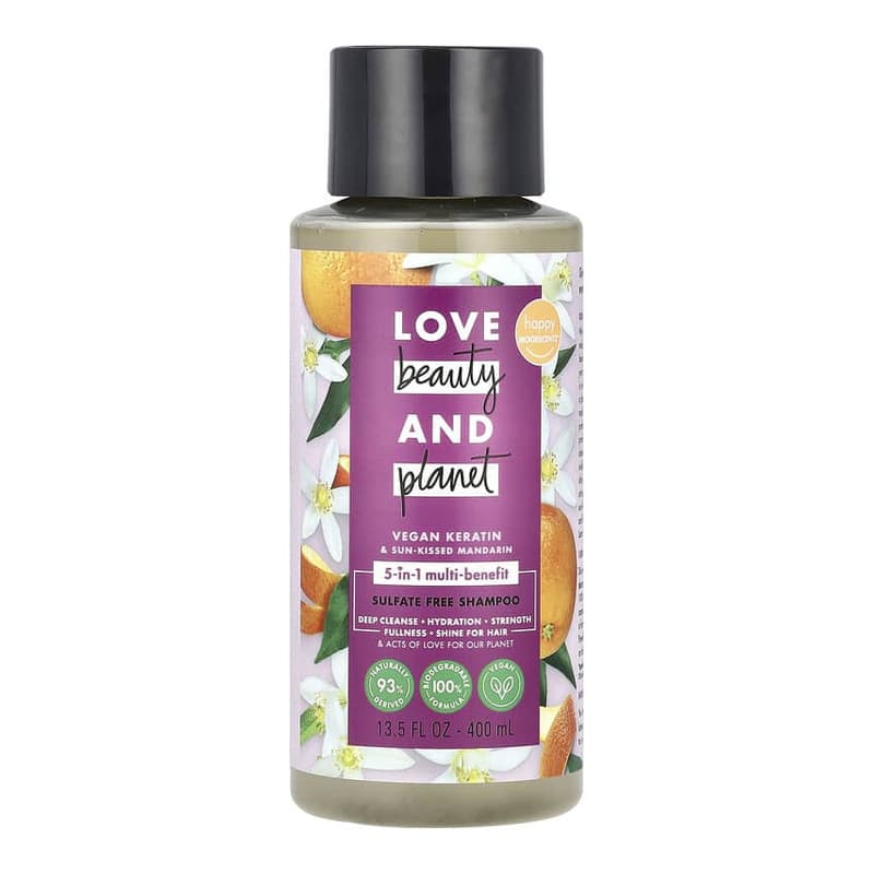 5-in-1 Multi Benefit Sulfate Free Shampoo, Vegan Keratin & Sun-Kissed Mandarin