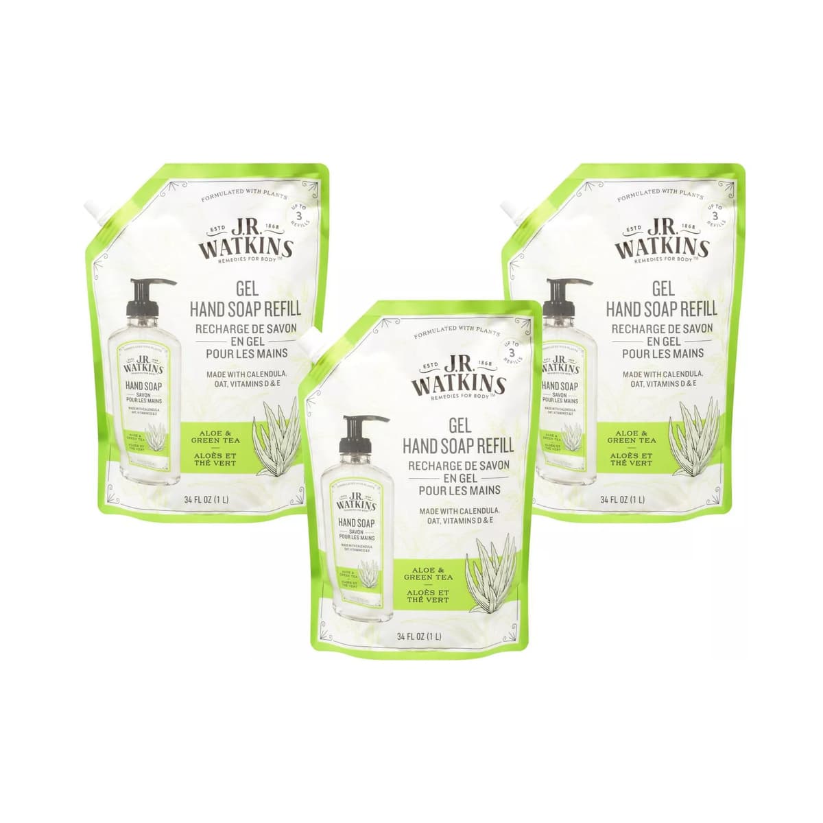 Aloe Green Tea Gel Hand Soap Refill - 34 fz