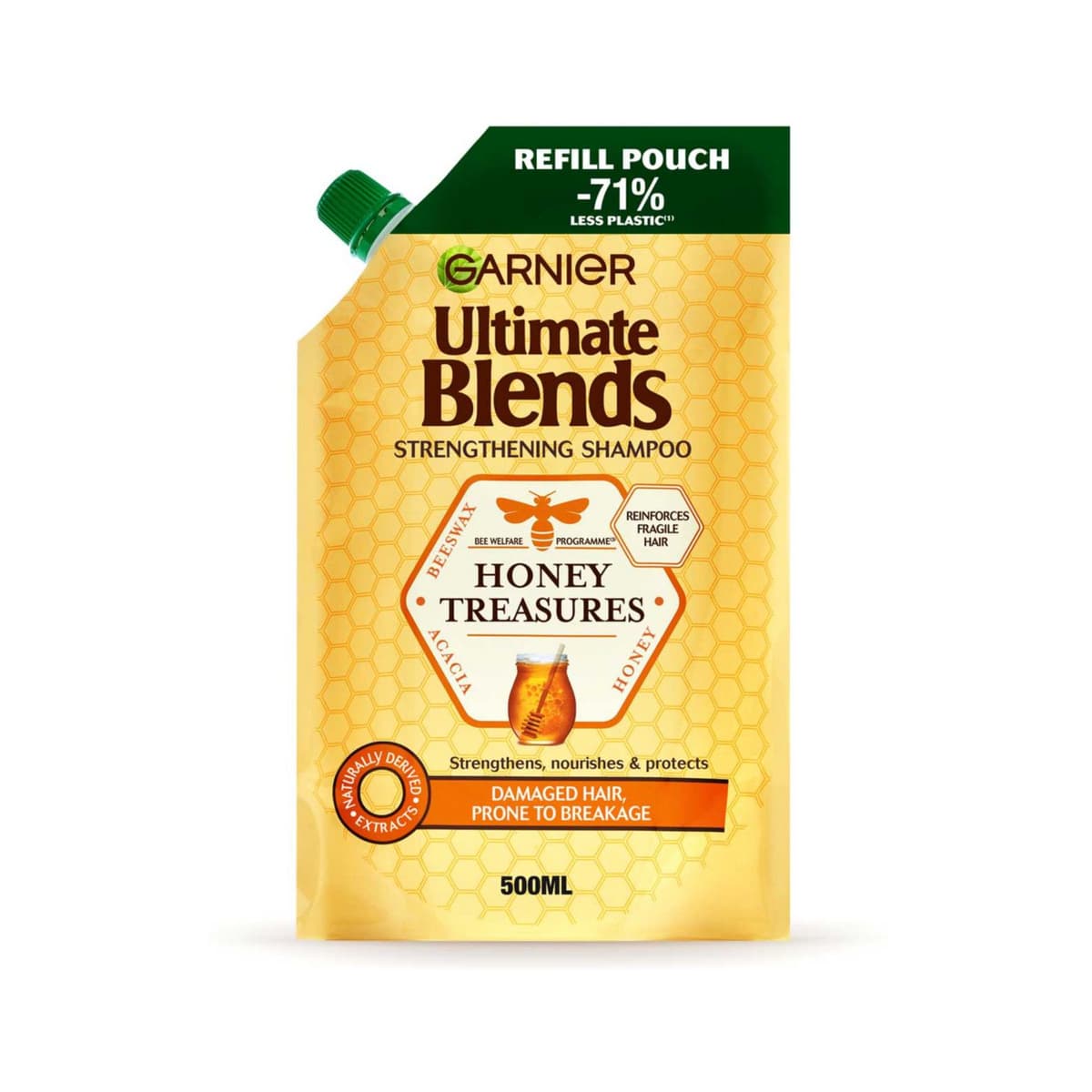 Ultimate Blends Honey Treasures Strengthening Shampoo Refill-Pouch for Damaged Hair, Prone to Breakage