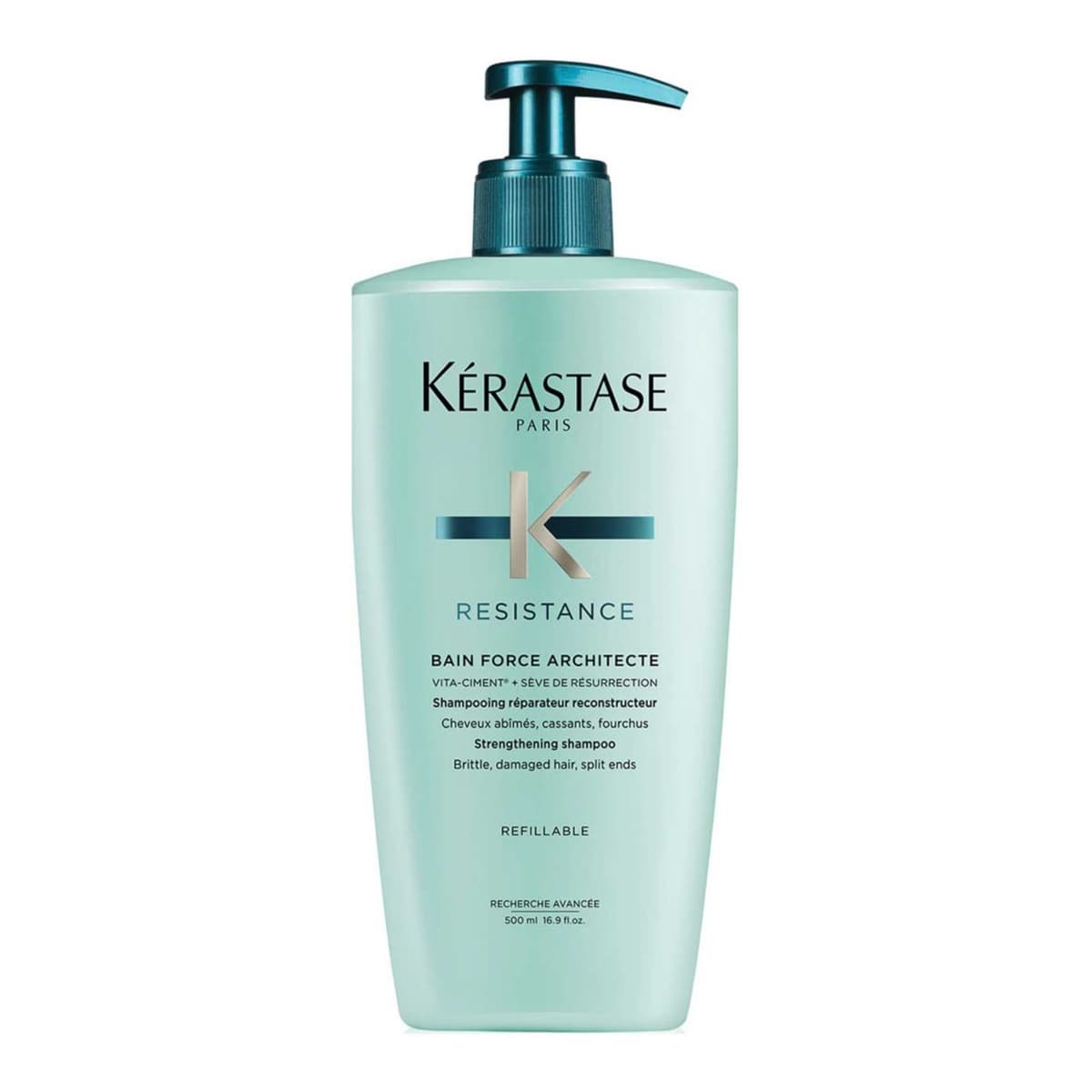 Kérastase Resistance Shampoo Strengthening and Fortifying Refillable Bottle for Damaged, Brittle Hair